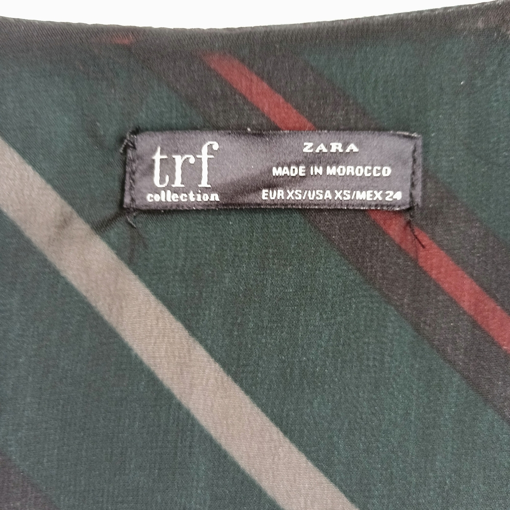Zara Green and Red Striped Long Sleeve Dress - Picture 2 of 7